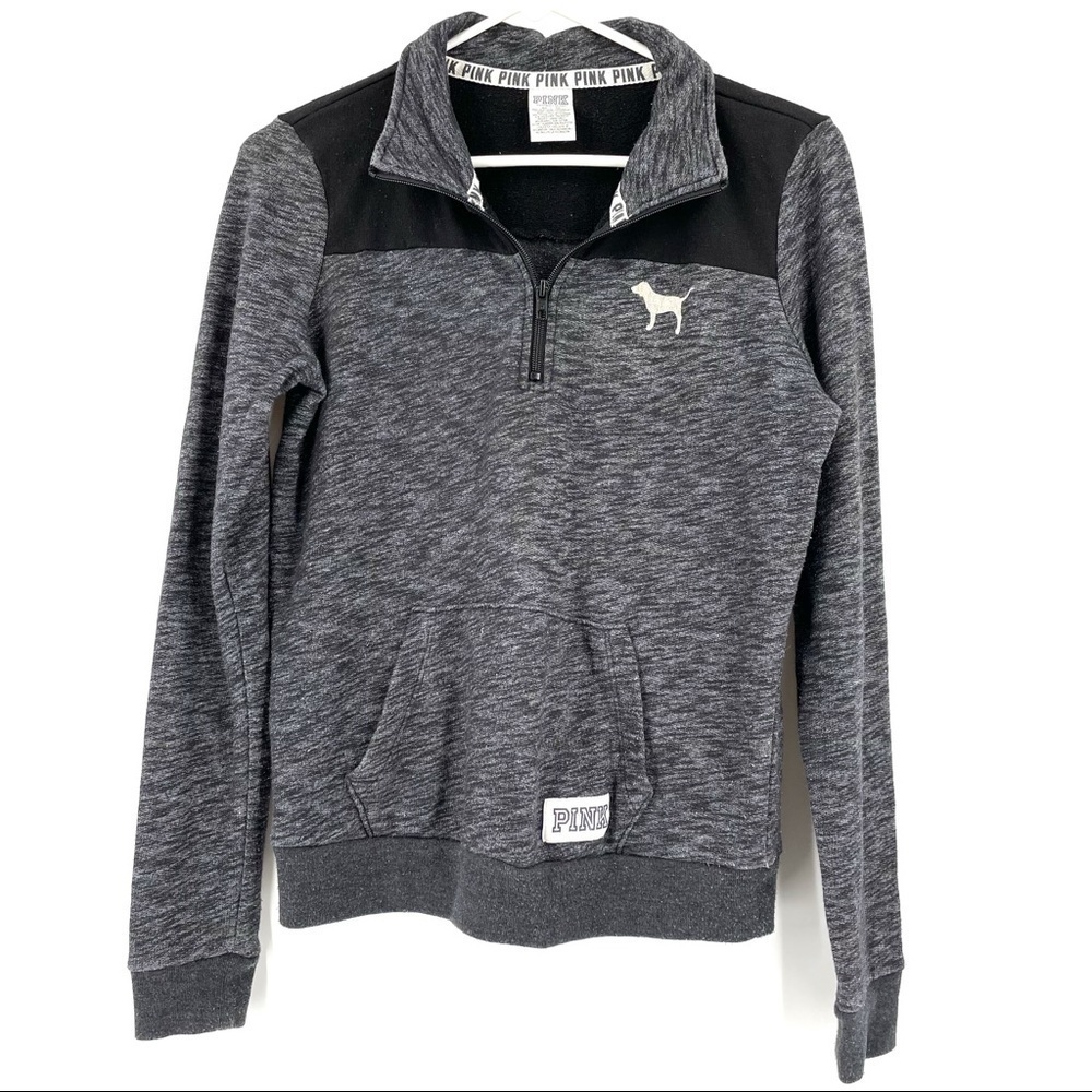 Victoria’s Secret PINK Logo Pullover QuarterZip Sweater Sweatshirt Top